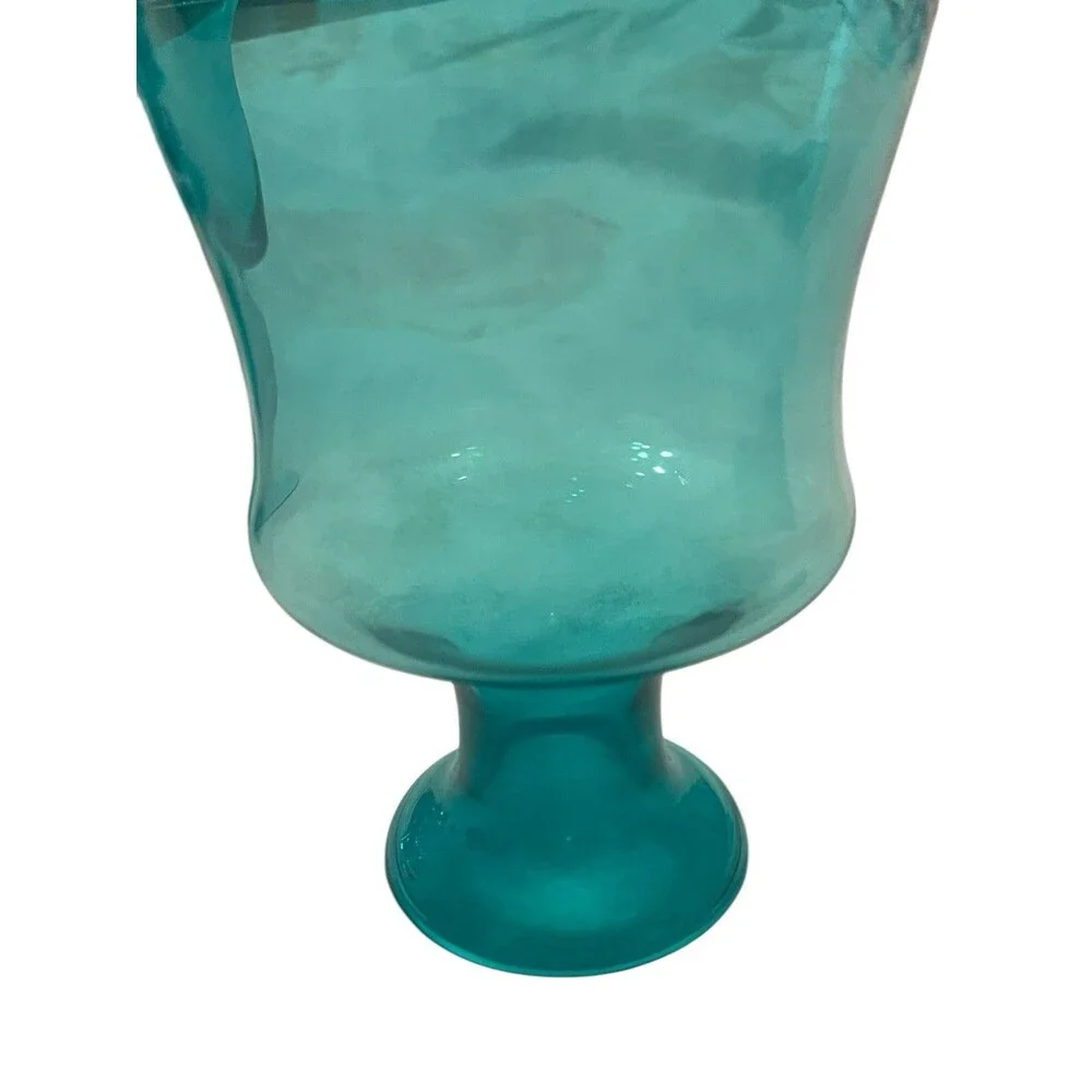 Vintage Teal Blue Art Glass 1 Decanter 6 Wine Glass Very Beautiful Rare!